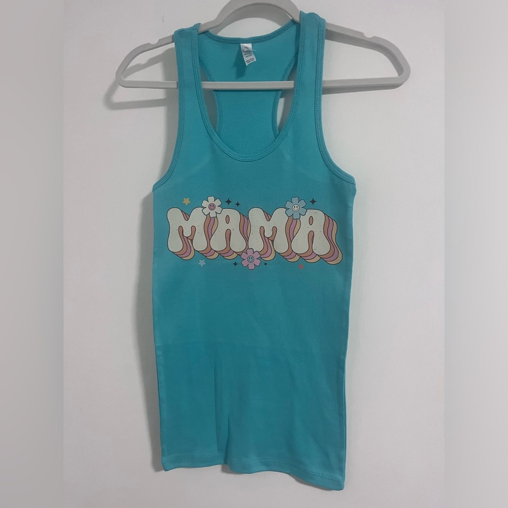 Custom Designed Boho Flower MAMA Tank- Women’s Medium
